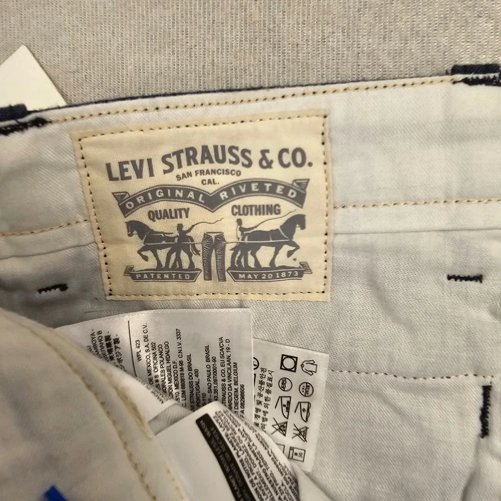 Levis Mens Indigo Blue Textured Jogger Pants Elastic Cuff Tapered Size 34x29